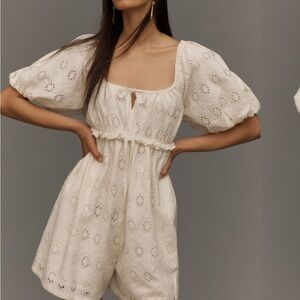 Anthropologie Cream Textured Romper